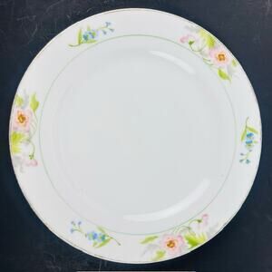 Noritake Nippon Handpainted Salad Plate Pink Blue Floral Smooth 1912 Antique